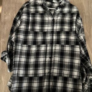 Women's Black and White Plaid Button Down Shirt - Original Collection